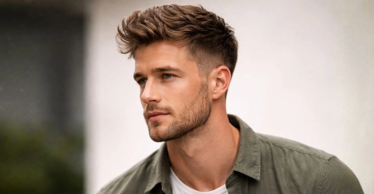 Messy Quiff with Taper Fade