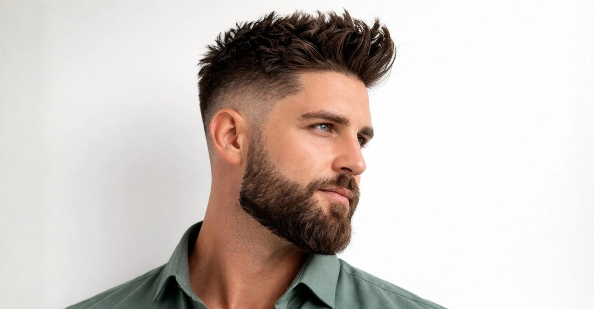 Messy Short Spiky Hair Fade with Beard