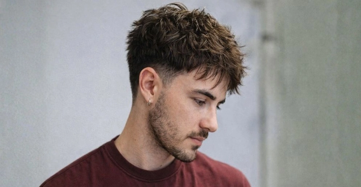 Messy Textured Top with Short Sides and Beard