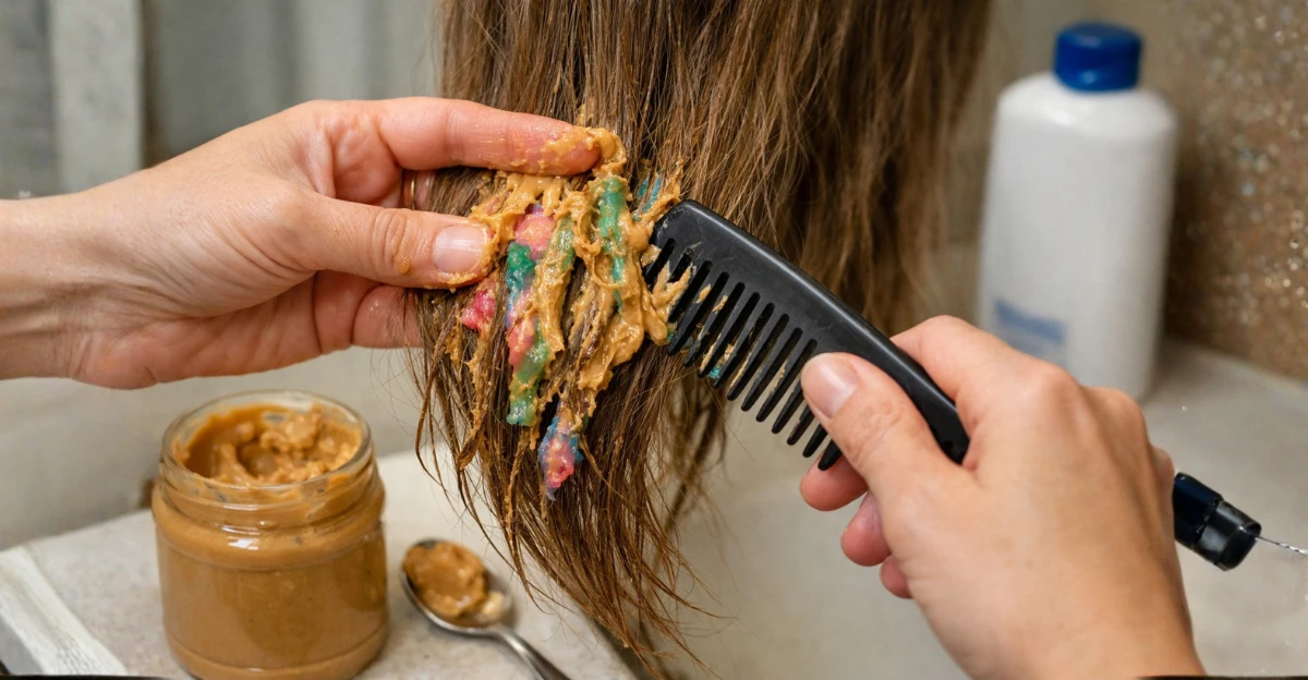 Remove slime from hair using peanut butter