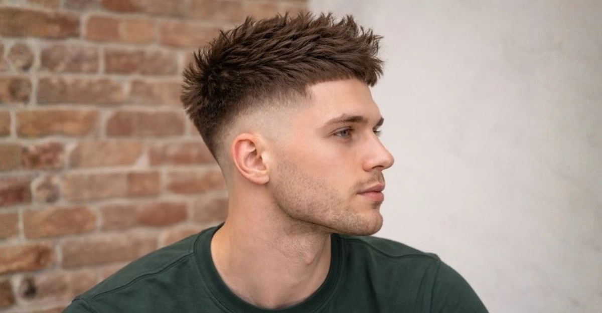 Short Messy Spikes with Mid Skin Fade