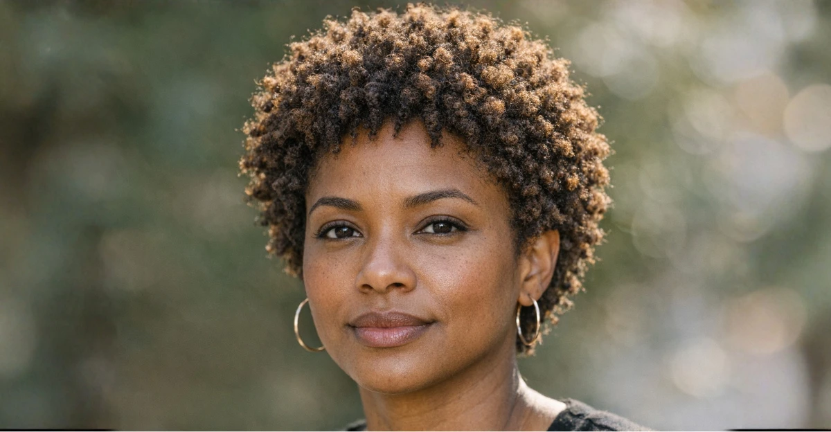 Short natural coils with tight texture and soft rounded shape.