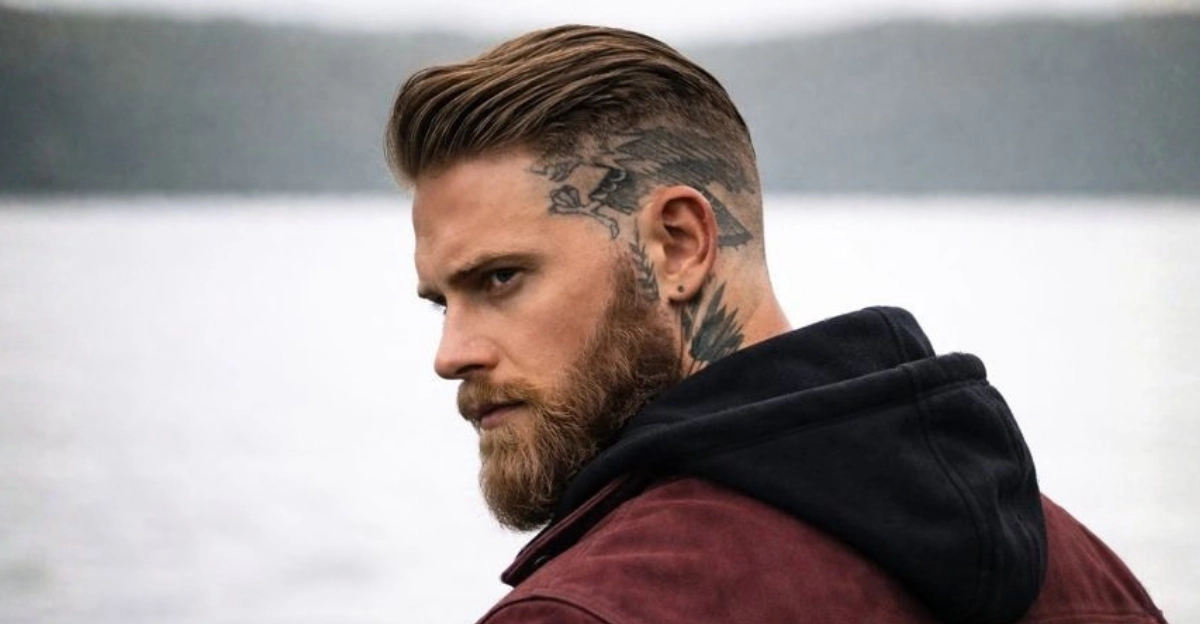 Short Slick Back with High Skin Fade