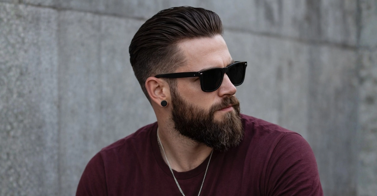 Slick Back with Short Sides and Beard