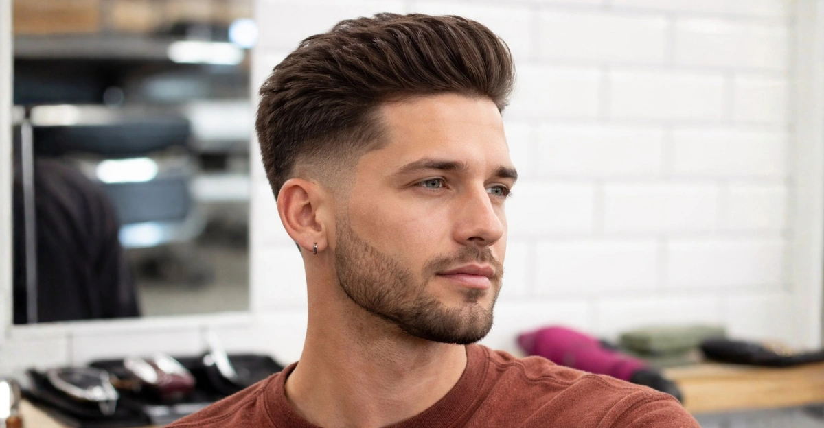 Thick Brush Back with Drop Fade