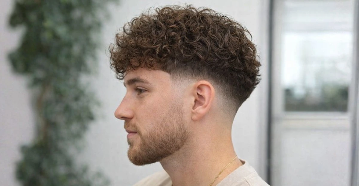 Thick Curly Taper Fade