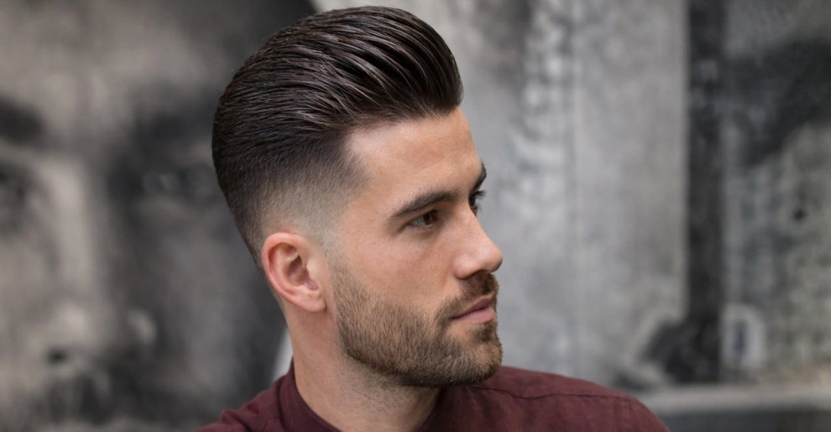 Thick Slick Back with High Taper Fade