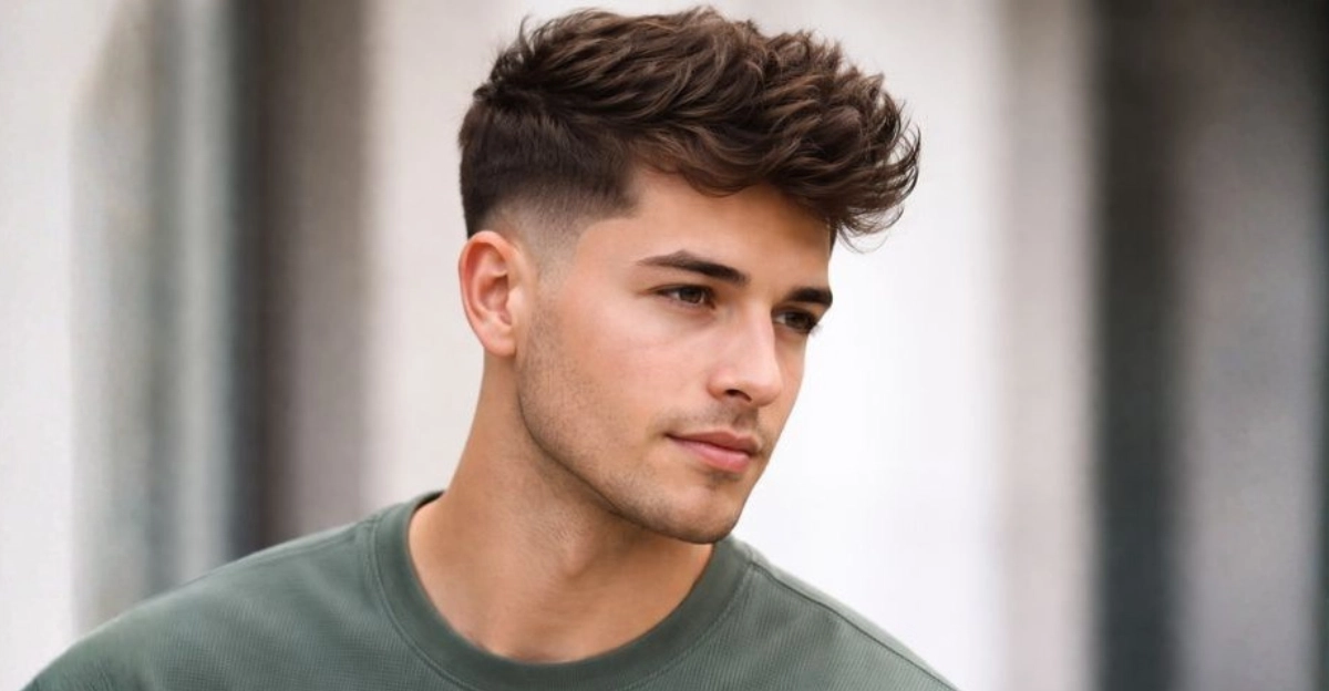 Tousled Short Quiff with Low Fade