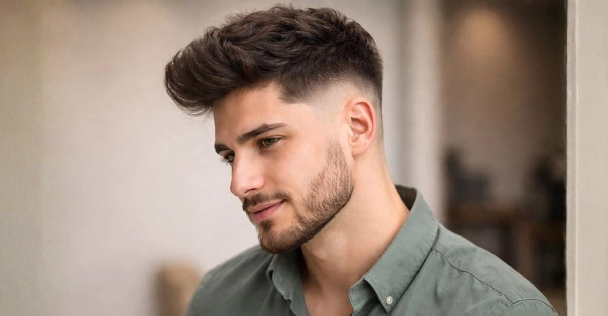 Tousled Textured Quiff with Low Fade