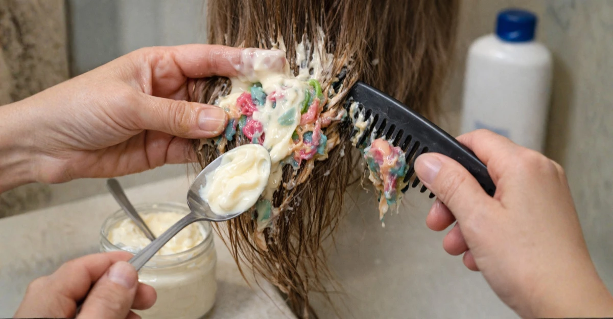 Use mayonnaise to get slime out of hair