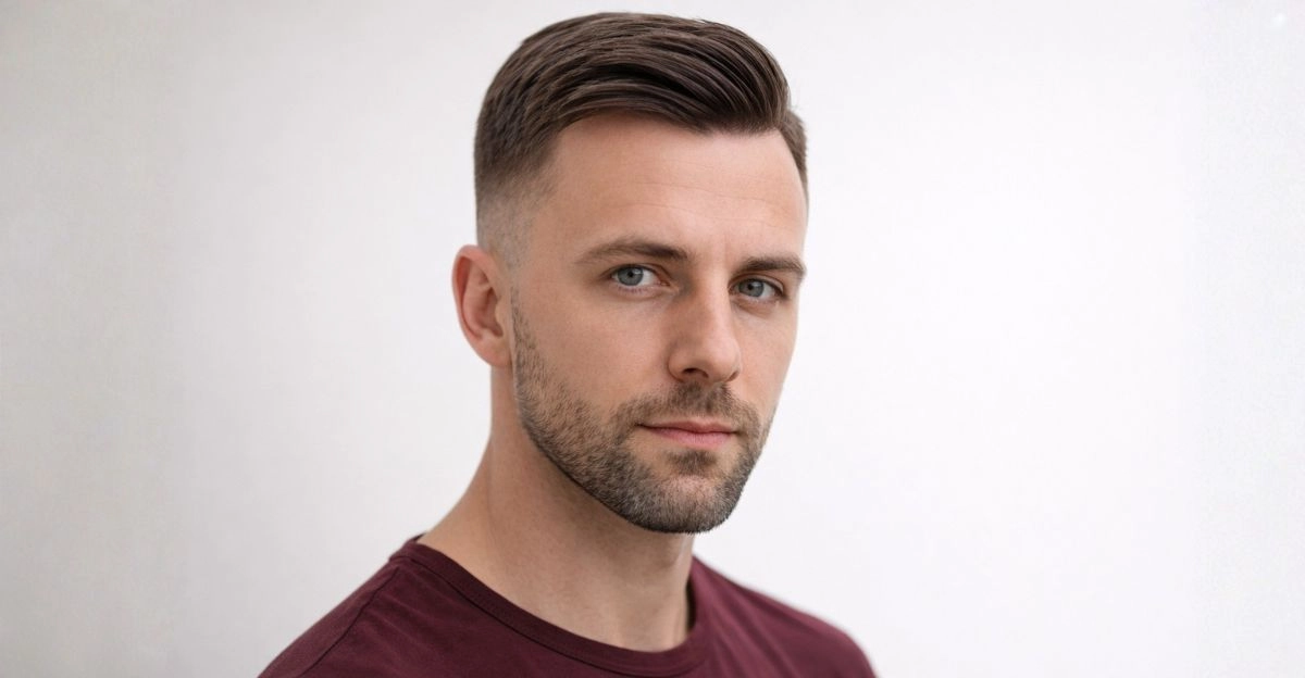 Business cut with short sides and neat top, professional style that adds clean structure.