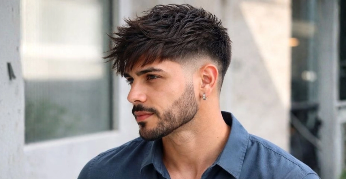 Messy Spiky Hair and Fringe with Low Drop Fade