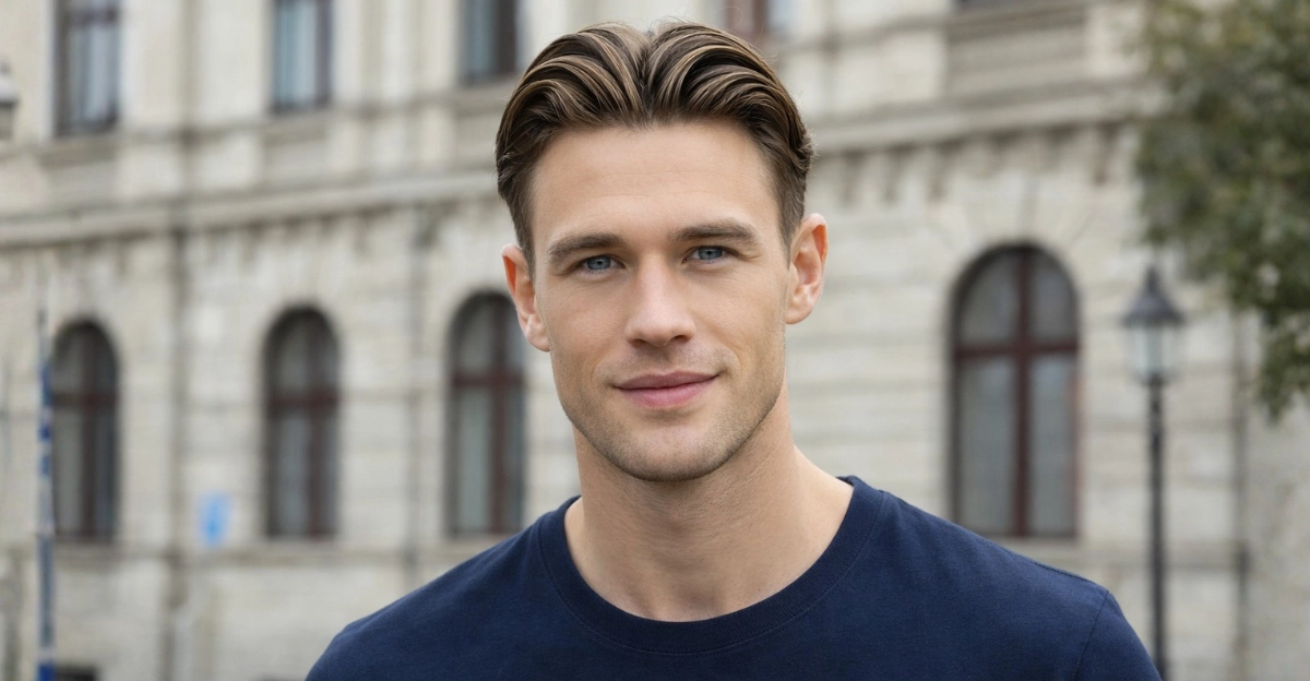 Middle Part Brush Back with Short Sides