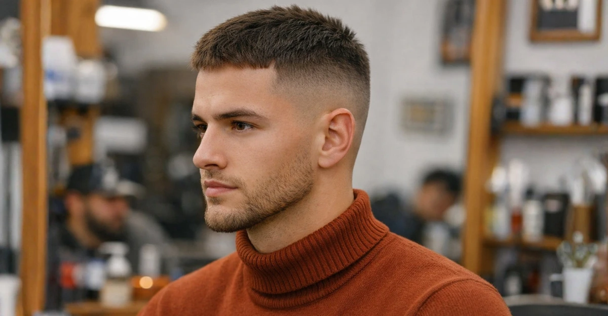 A modern Caesar with a taper fade offers a sharp, clean, and timeless look.