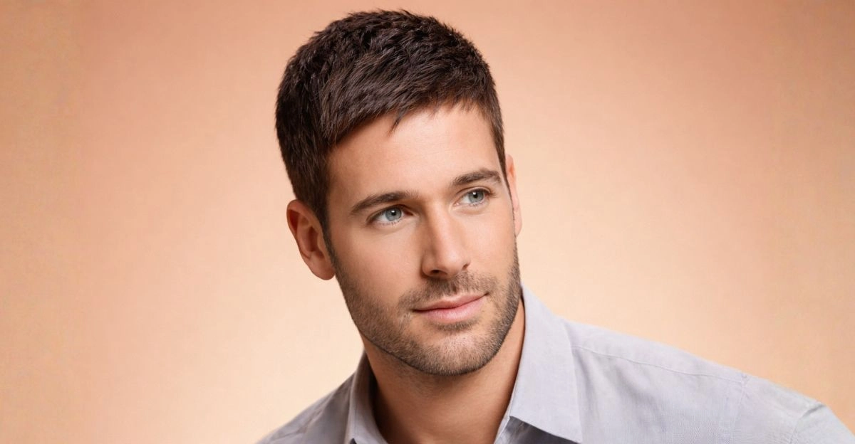 Tapered haircut with gradual fade and light texture on top, making thin hair less noticeable.