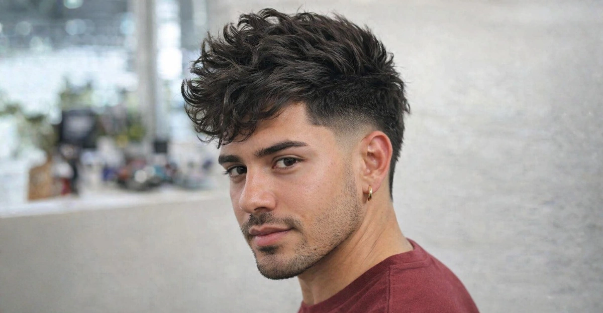 Textured Faux Hawk with Low Burst Fade