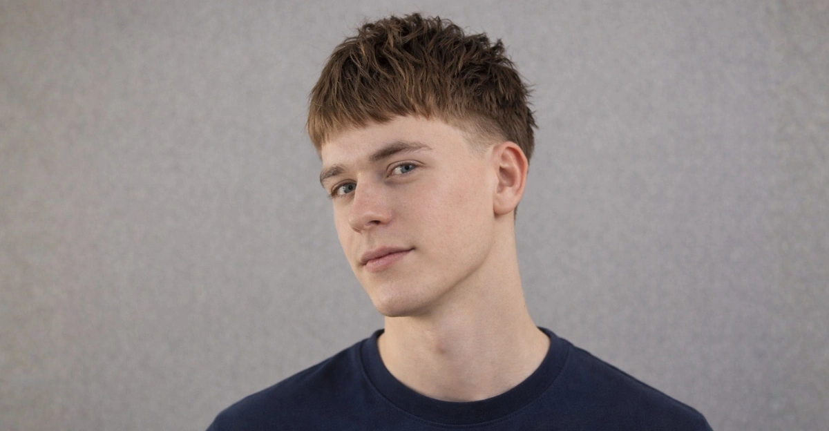 A textured fringe with a low taper offers a soft, clean, and naturally modern look.