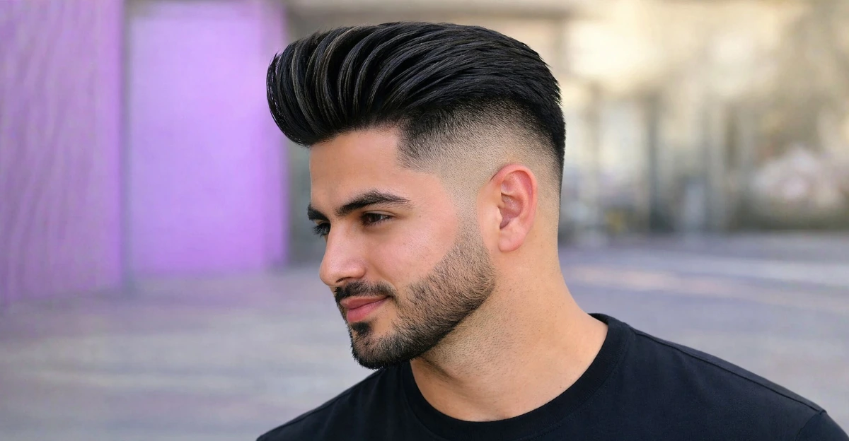 Textured Pompadour with Undercut Drop Fade