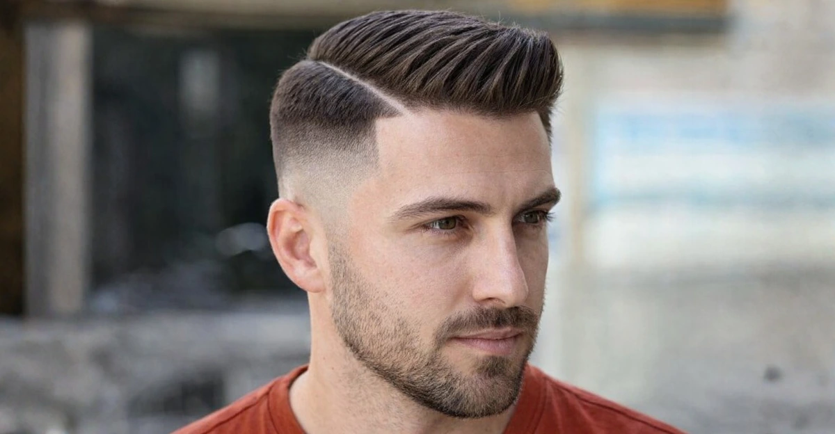 Textured Side Part Fade 