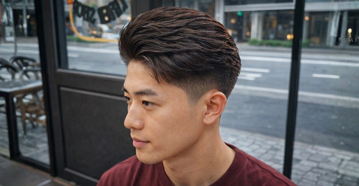 Thick Brush Back with Low Taper Fade