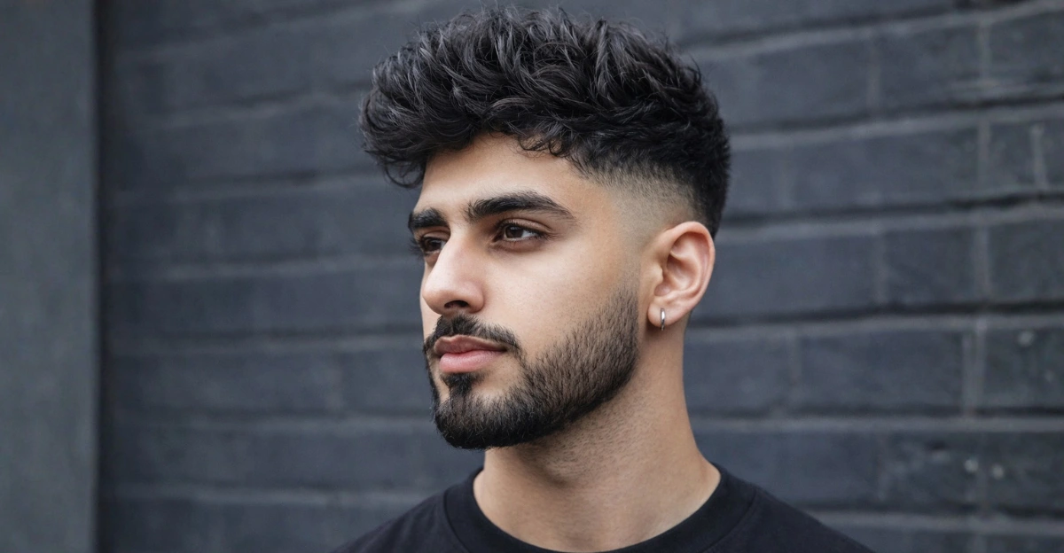 Thick, Tousled Brush Up with Low Skin Fade and Beard