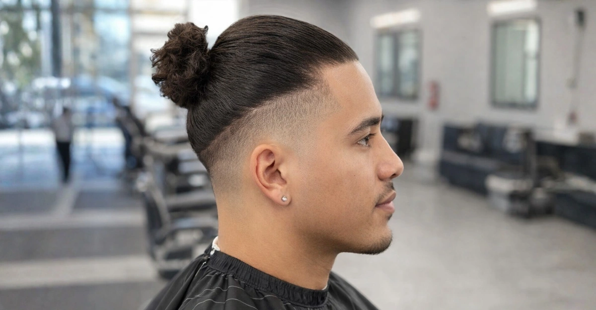 Trendy Man Bun with Low Temp Fade Undercut