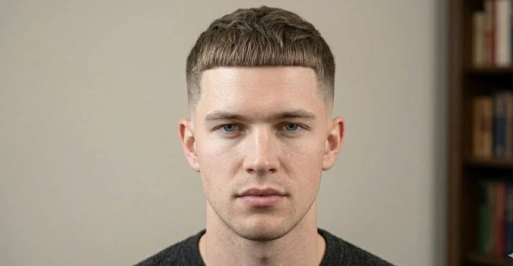 Blunt French Crop with Mid Skin Fade