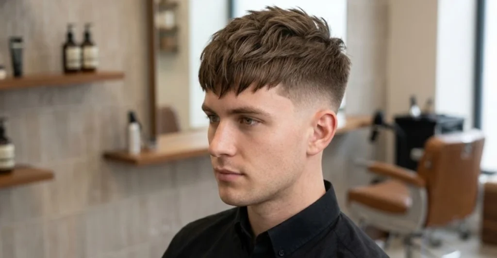 Short, Layered Fringe with Low Drop Fade