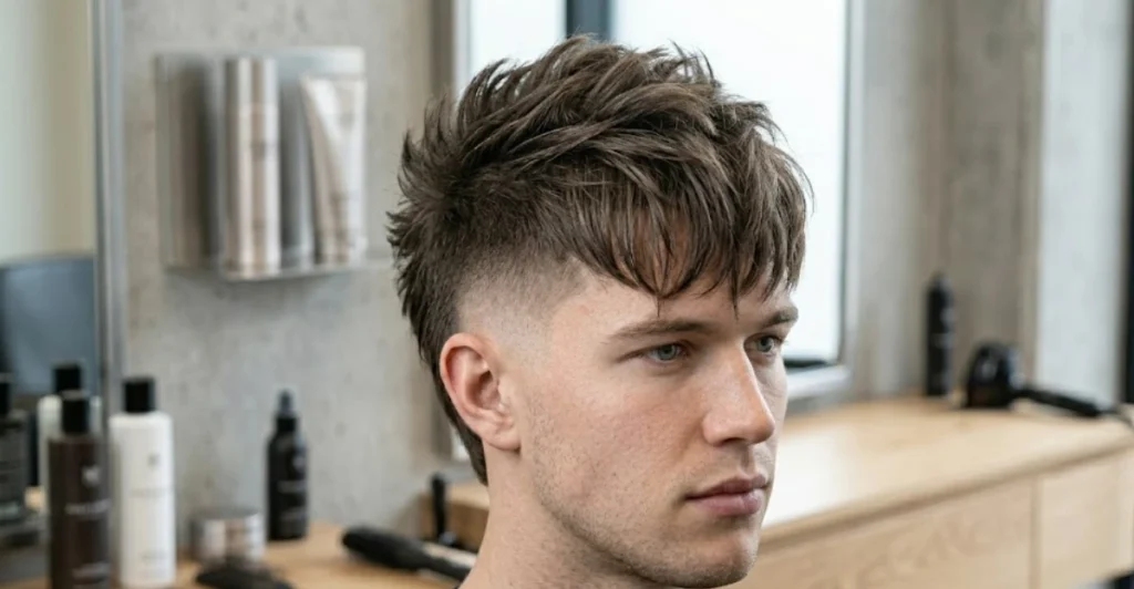 Textured Mohawk Fade with Fringe