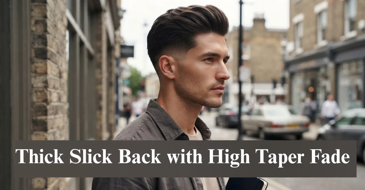 Thick Slick Back with High Taper Fade