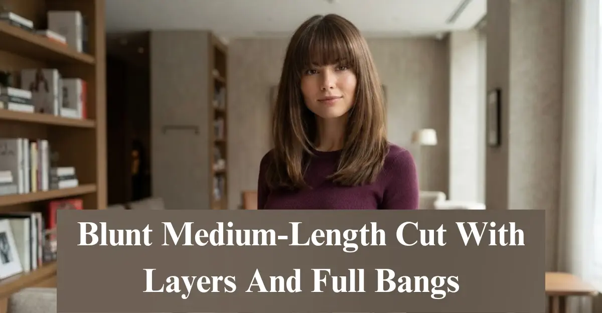 Blunt Medium-Length Cut With Layers And Full Bangs