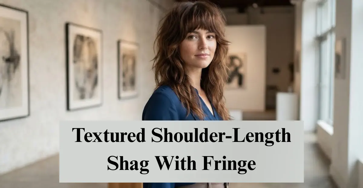 Textured Shoulder-Length Shag With Fringe