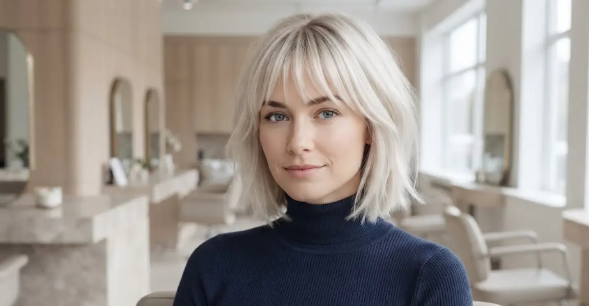 Layered Platinum Bob with Bangs