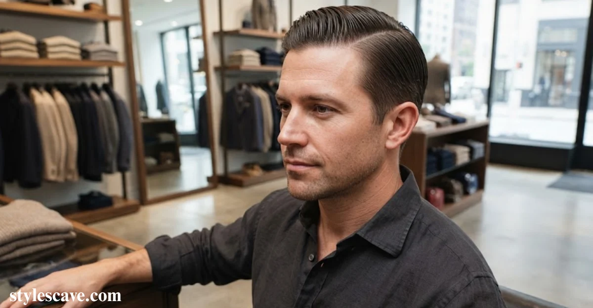 Wet, Sleek Comb Over
