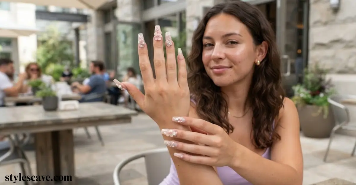 3D Floral Acrylic Nails