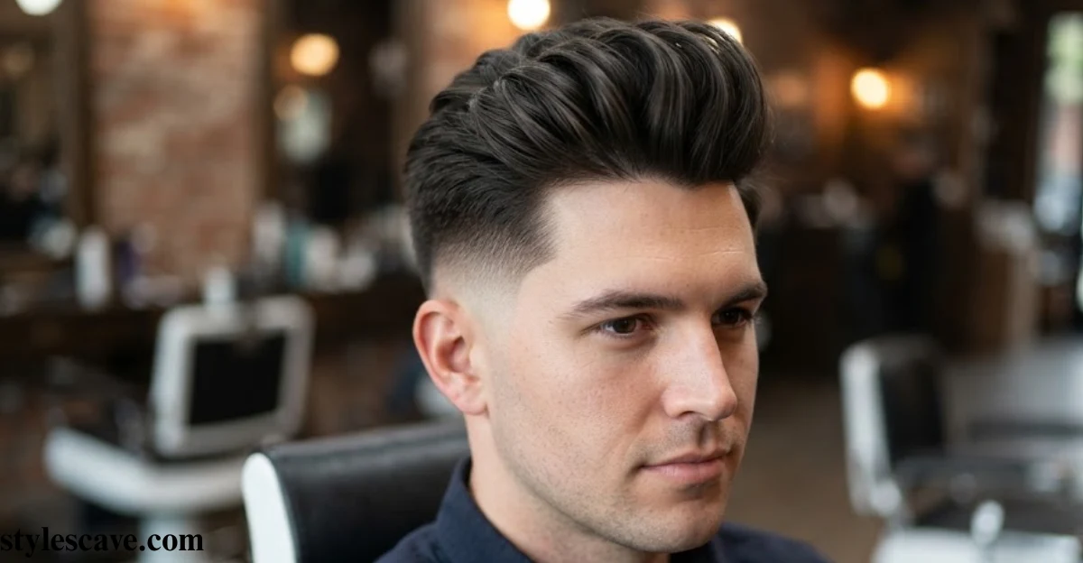 High Volume Comb Over with Mid Skin Fade
