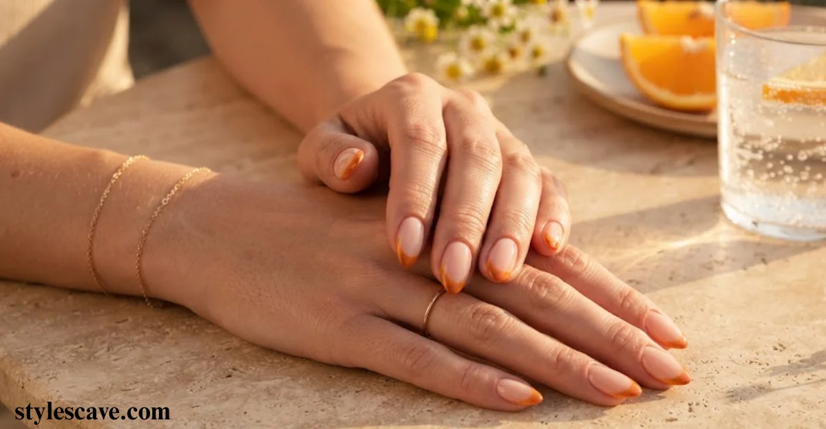 Classic Sunset Orange French Tips