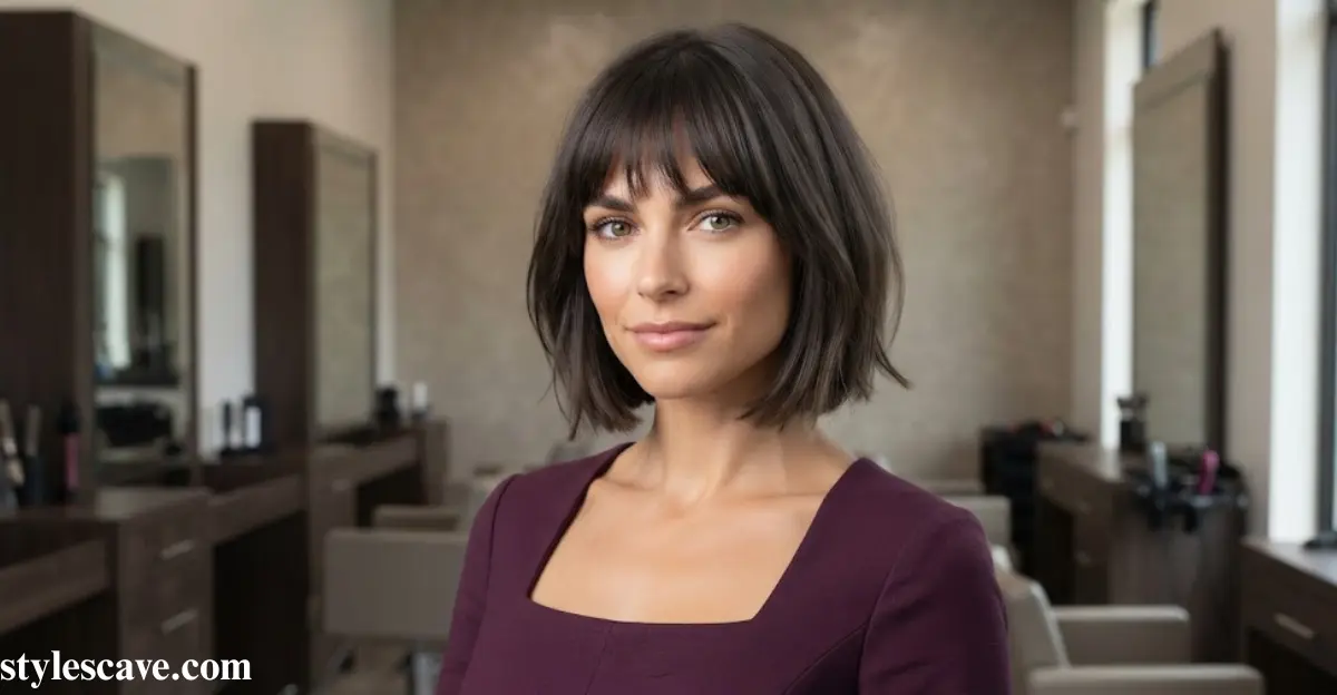 Blunt Layered Bob with Bangs