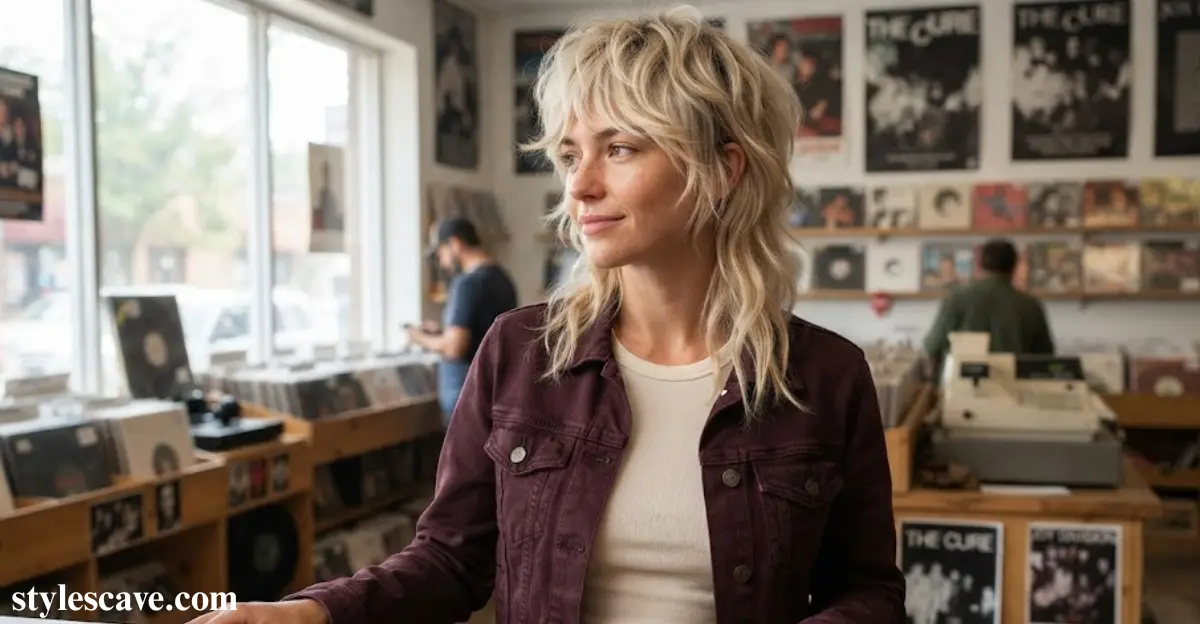 Creamy Blonde Mullet Wolf Cut