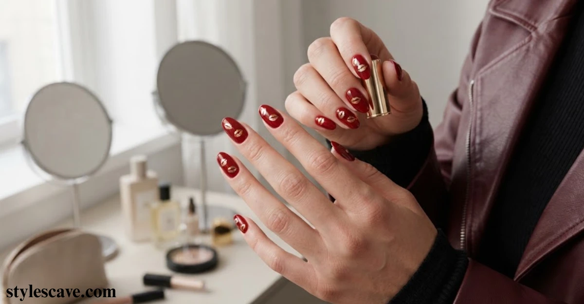 Red and Gold Lipprint