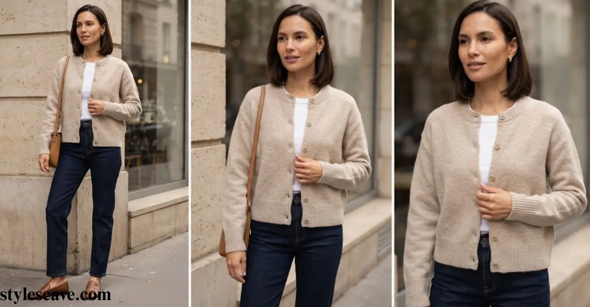 Add one neutral sweater or cardigan