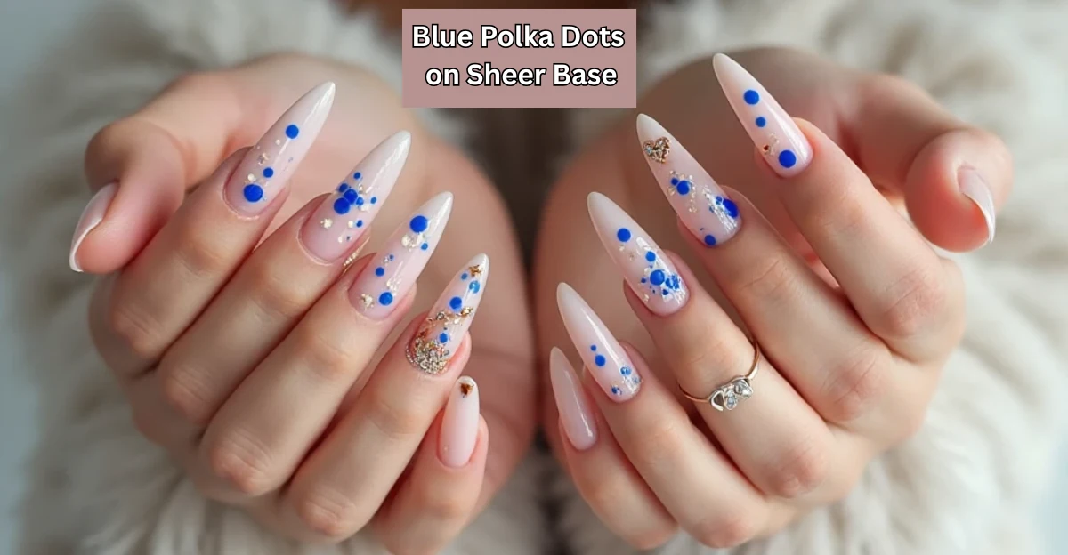 Blue Polka Dots on Sheer Base