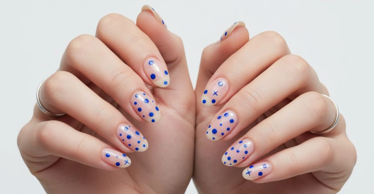 Blue Polka Dots with Gradient Effect