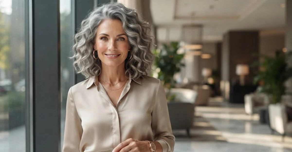 Bouncy Gray Curly Lob