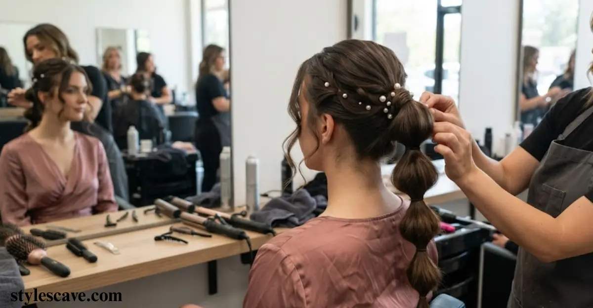 Bubble Ponytail with Pearls