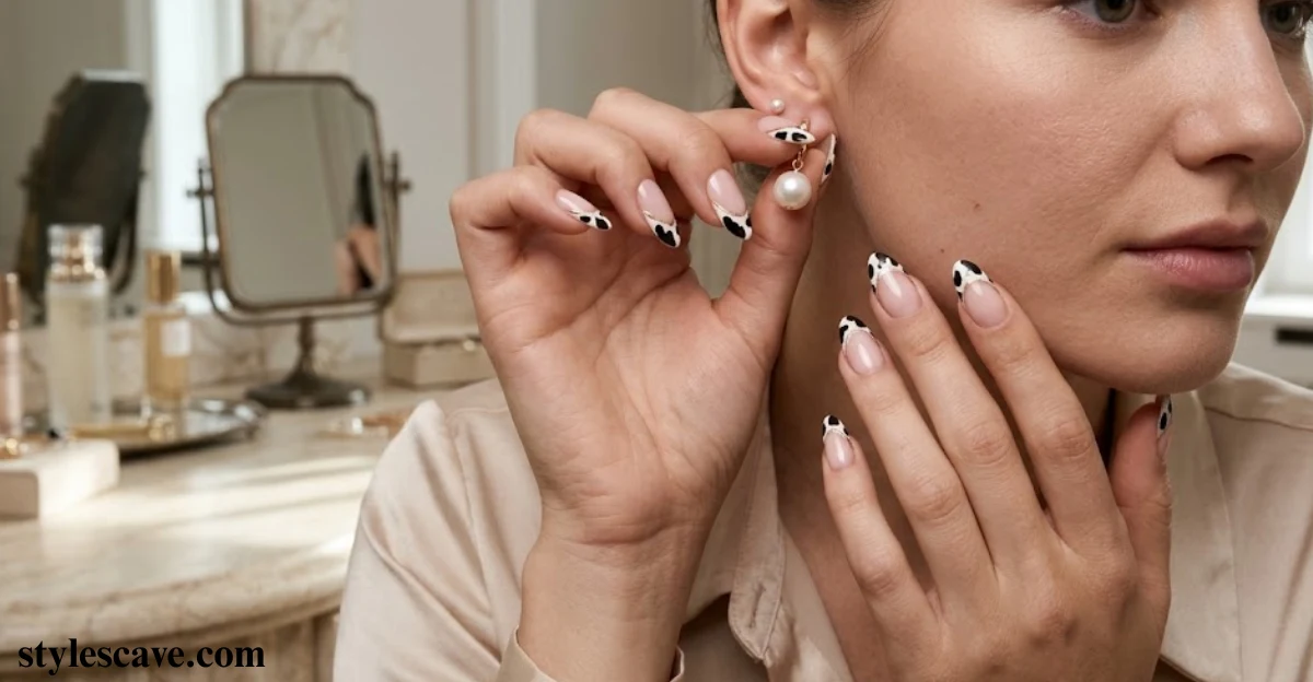 Cow Print French Tips