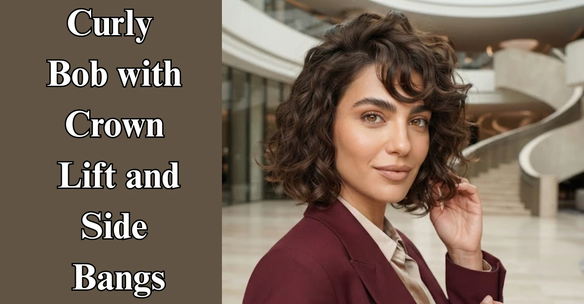 Curly Bob with Crown Lift and Side Bangs