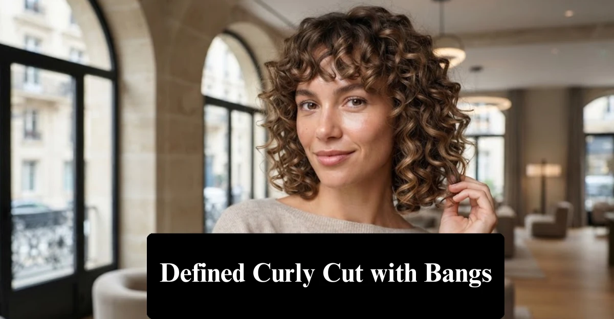 Defined Curly Cut with Bangs
