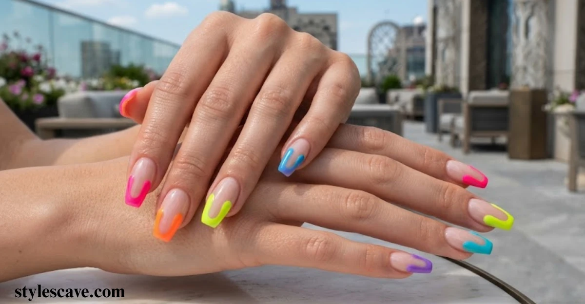 Dripping Neon Rainbow Tips