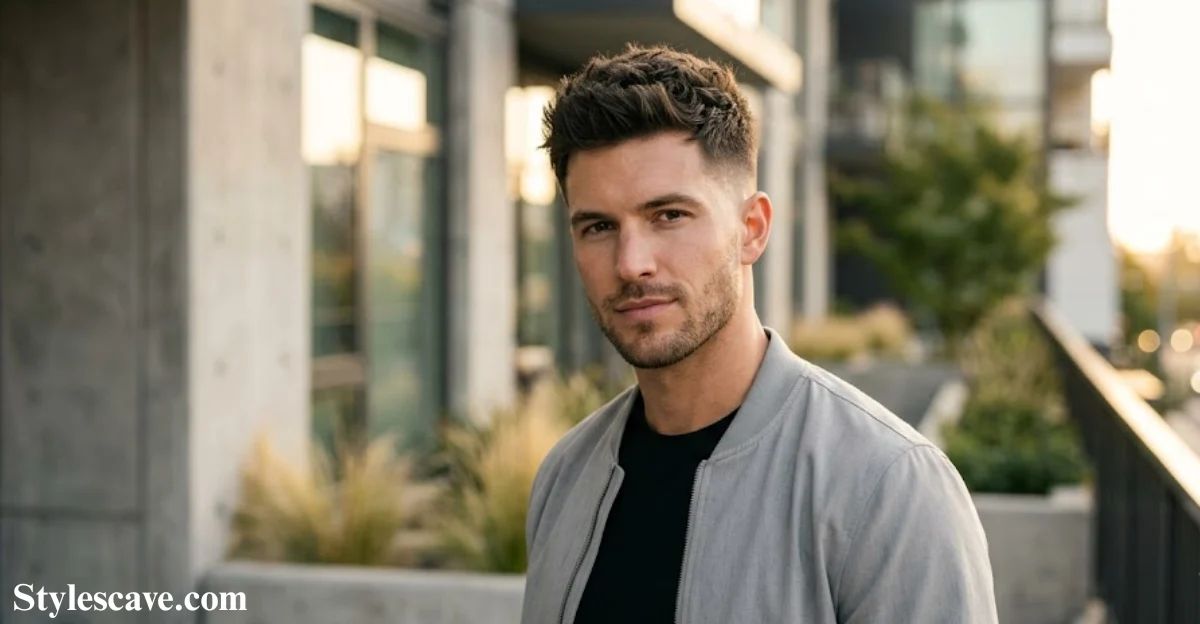 Handsome Short Tousled Style with Low Taper Fade